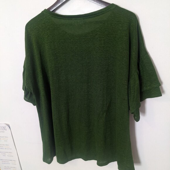 J.Jill Love Linen Women's 100% Linen Hunter Green Short Sleeve Sweater Size LP - Picture 2 of 9